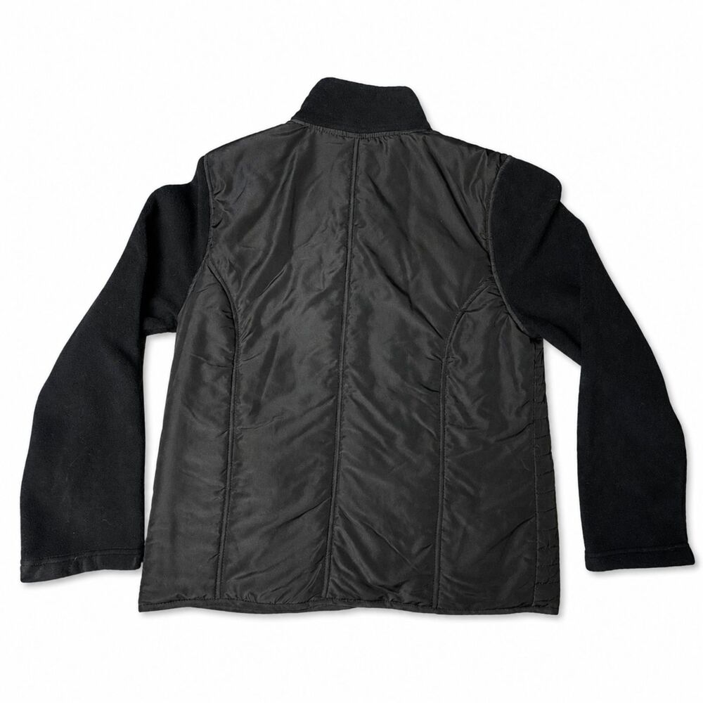Karen Scott Sport Womens M Black Quilted Fleece Sleeve Jacket Button - Picture 4 of 5